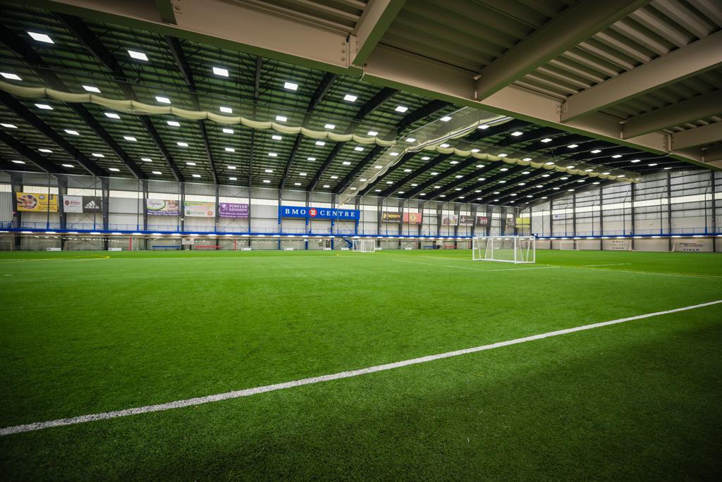 Indoor soccer field view